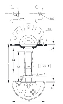 Пьедестал M 16SН H 300, регулируемость 260-340 мм, Стойки фальшпола