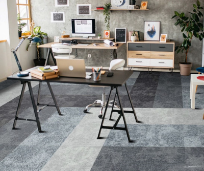 Ковровая плитка Innovflor Galaxy F 017 0.5*0.5 м 100% ПОЛИАМИД Solution dyed Серый