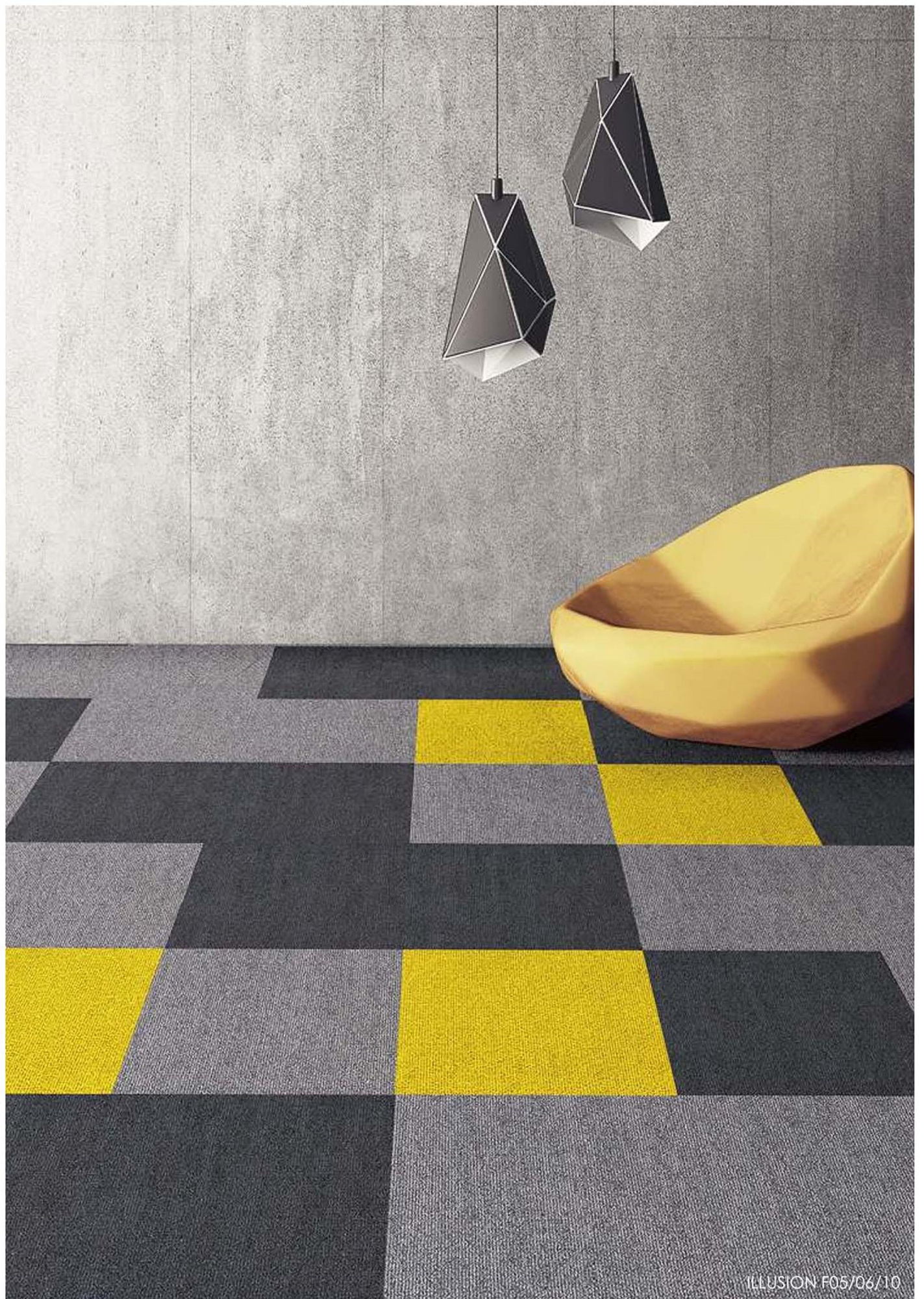 Ковровая плитка Innovflor Illusion F10 0.5*0.5 м Желтый