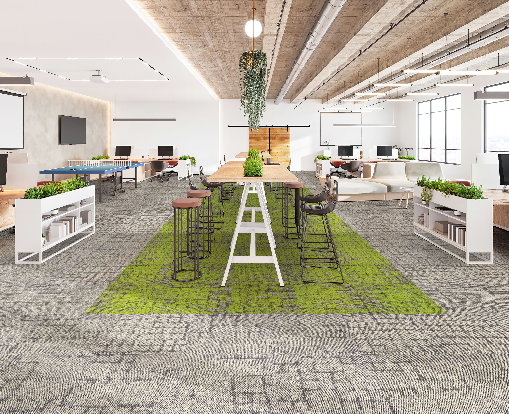 Ковровая плитка Innovflor Galaxy E A04 0.5*0.5 м Зеленый, светлый