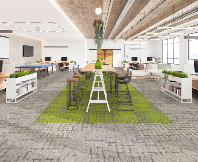 Ковровая плитка Innovflor Galaxy E A04 0.5*0.5 м 100% ПОЛИАМИД Solution dyed Зеленый, светлый