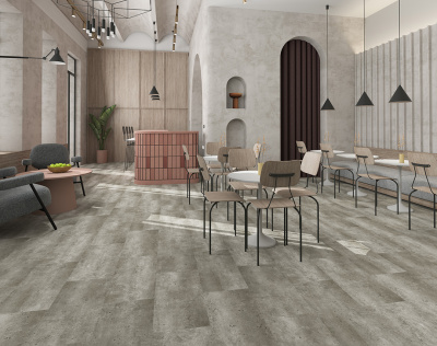ПВХ плитка KBS floor (КБС флоор) Stone collection Warm Cement VL89706-014 4,0 мм / 0,55 мм / 600х600 мм, упак.2,88м2 Серый