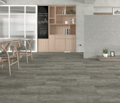 ПВХ плитка KBS floor (КБС флоор)  Cool Cement VL89706-015 4,0 мм / 0,55 мм / 600х600 мм, упак.2,88м2 Серый