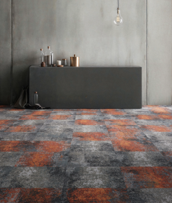 Ковровая плитка BLOQ (БЛОК) Trinity Assembly 202 Vermillion 0.5x0.5 m 100% ПОЛИАМИД Solution dyed made by Aquafil