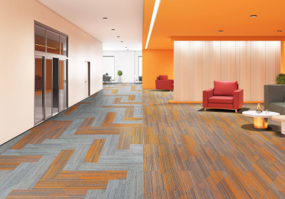 Ковровая плитка Innovflor Jumpline A 03 0.25*1.0 м 100% ПОЛИАМИД Solution dyed Оранжевый